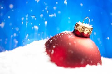 Christmas background. christmas balls with copyspace and snow- Stock Photo or Stock Video of rcfotostock | RC Photo Stock