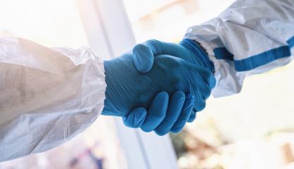 Cleaners  or Doctors handshake. Successful medical handshaking after  coronavirus (Coivd-19) epidemic. Business partnership medical  concept image- Stock Photo or Stock Video of rcfotostock | RC Photo Stock
