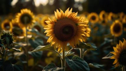 Close-up of sunflower with a backdrop of sunlit field- Stock Photo or Stock Video of rcfotostock | RC Photo Stock