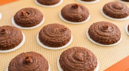 Close-up view of gingerbread dough piped onto wafers, arranged neatly on a silicone baking mat, ready for baking. The texture and swirl pattern of the dough are clearly visible : Stock Photo or Stock Video Download rcfotostock photos, images and assets rcfotostock | RC Photo Stock.: