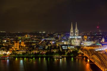Cologne Cathedral and Hohenzollern Bridge at night- Stock Photo or Stock Video of rcfotostock | RC Photo Stock
