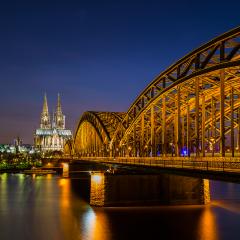 Cologne cathedral and hohenzollern bridge at night- Stock Photo or Stock Video of rcfotostock | RC Photo Stock