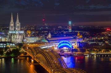 Cologne cathedral in germany aerial view at night- Stock Photo or Stock Video of rcfotostock | RC Photo Stock
