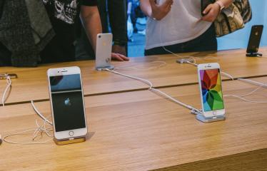COLOGNE, GERMANY OCTOBER, 2017: presentation of the iPhone 8 and iPhone 8 plus and sales of new Apple products in the official Apple store. The new iPhones stand in a row.- Stock Photo or Stock Video of rcfotostock | RC Photo Stock