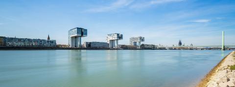 cologne skyline with Crane Houses - Stock Photo or Stock Video of rcfotostock | RC Photo Stock