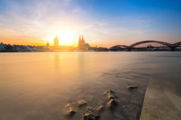 cologne sunset at the rhine shore- Stock Photo or Stock Video of rcfotostock | RC-Photo-Stock