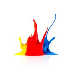 Colorful paint splashing isolated on white- Stock Photo or Stock Video of rcfotostock | RC Photo Stock