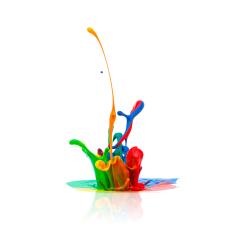 Colorful paint splashing isolated on white- Stock Photo or Stock Video of rcfotostock | RC-Photo-Stock
