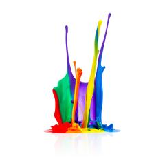 Colorful paint splashing isolated on white- Stock Photo or Stock Video of rcfotostock | RC-Photo-Stock