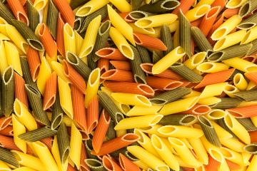 colorful penne pasta background- Stock Photo or Stock Video of rcfotostock | RC-Photo-Stock