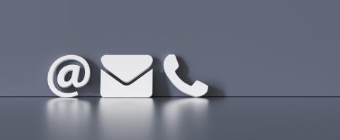 Contact Methods. Close-up Of A Phone, Email and Post Icons Leaning On gra Wall : Stock Photo or Stock Video Download rcfotostock photos, images and assets rcfotostock | RC Photo Stock.: