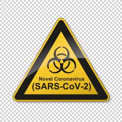 Coronavirus 2019-nCoV. Corona virus Pathogen respiratory infection attention sign. Safety signs, warning Sign, Danger BGV Pandemic medical concept for covid-19 on transparent background. Vector Eps10- Stock Photo or Stock Video of rcfotostock | RC Photo Stock