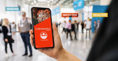 coronavirus tracking app on a mobile smartphone. Close up of woman tracking crowd of people in a smartphone screen application. Hand holding smart device. Mockup website. covid-19 corona virus tracker- Stock Photo or Stock Video of rcfotostock | RC Photo Stock