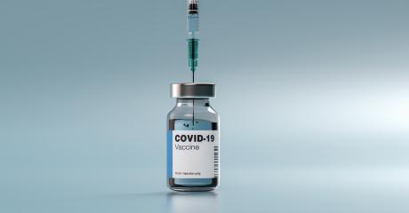 COVID-19 Coronavirus mRNA Vaccine and Syringe with blank label for individual text. Concept Image for SARS cov 2 infection pandemic- Stock Photo or Stock Video of rcfotostock | RC Photo Stock
