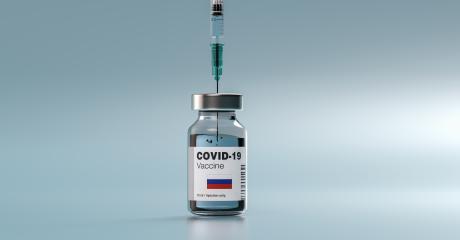 COVID-19 Coronavirus mRNA Vaccine and Syringe with flag of Russia on the label. Concept Image for SARS cov 2 infection pandemic- Stock Photo or Stock Video of rcfotostock | RC Photo Stock