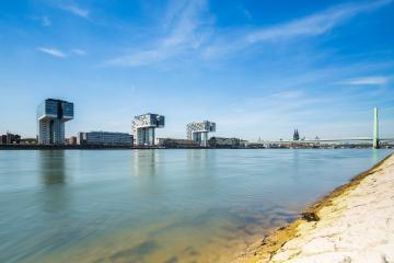 Crane Houses  at the rhine shore in cologne- Stock Photo or Stock Video of rcfotostock | RC Photo Stock