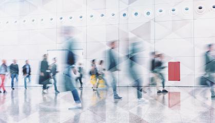 crowd of business people walking and talking in a modern company office. Geometric pattern and skyscrapers foreground. Toned image double exposure mock up blurred : Stock Photo or Stock Video Download rcfotostock photos, images and assets rcfotostock | RC Photo Stock.: