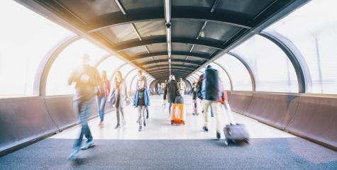 crowd of commuters rushing through an escalator in airport terminal  : Stock Photo or Stock Video Download rcfotostock photos, images and assets rcfotostock | RC Photo Stock.:
