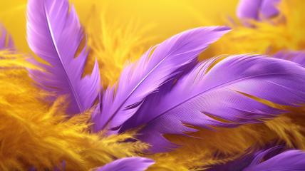 Delicate lavender-hued feathers take center stage, surrounded by a golden yellow feathery backdrop, creating a mesmerizing contrast and tactile allure- Stock Photo or Stock Video of rcfotostock | RC Photo Stock