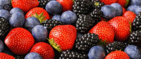 different berries and fruits strawberries, blueberries and blackberries background- Stock Photo or Stock Video of rcfotostock | RC Photo Stock
