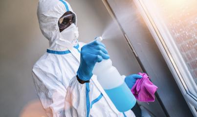 disinfection and cleaning in the intensive care unit of a clinic with infectious Covid-19 patients- Stock Photo or Stock Video of rcfotostock | RC Photo Stock
