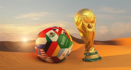 Doha, Qatar, August 2022:. Fifa world cup 2022 celebration winning trophy with Big soccer ball with country flags in desert of Qatar. : Stock Photo or Stock Video Download rcfotostock photos, images and assets rcfotostock | RC Photo Stock.: