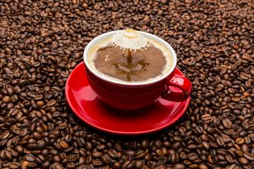 Drop of milk falling into coffee cup- Stock Photo or Stock Video of rcfotostock | RC-Photo-Stock