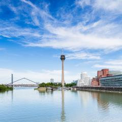 Dusseldorf Medienhafen with zollhof view at summer- Stock Photo or Stock Video of rcfotostock | RC-Photo-Stock