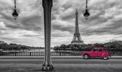 Eiffel Tower with vintage Car in Paris, seen from under the Bir Hakeim Bridge- Stock Photo or Stock Video of rcfotostock | RC-Photo-Stock