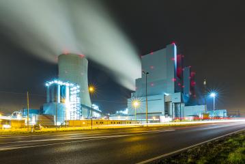 electricity factory with traffic lighttrail at night- Stock Photo or Stock Video of rcfotostock | RC Photo Stock