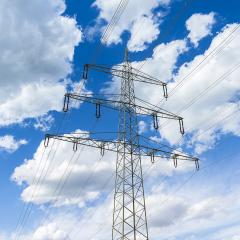 electricity pylon on blue cloudy sky industry high voltage- Stock Photo or Stock Video of rcfotostock | RC-Photo-Stock