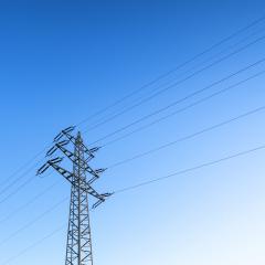 Electricity pylon power pole high voltage against blue sky- Stock Photo or Stock Video of rcfotostock | RC Photo Stock