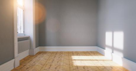 Empty room with parquet floor and white background wall - Stock Photo or Stock Video of rcfotostock | RC Photo Stock