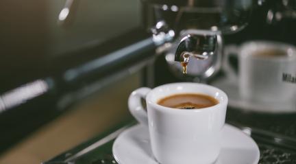 Espresso out of classic coffee machine into coffee cup- Stock Photo or Stock Video of rcfotostock | RC-Photo-Stock