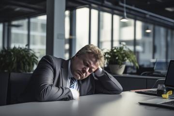 Exhausted businessman sleeping at his desk
 : Stock Photo or Stock Video Download rcfotostock photos, images and assets rcfotostock | RC Photo Stock.: