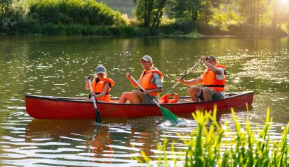 Family of three canoeing on a calm river at summer mother and daughter paddling at front, father at the back in germany. Family on kayak ride. Wild nature and water fun on summer vacation.- Stock Photo or Stock Video of rcfotostock | RC Photo Stock