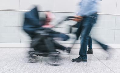 Family with pram rushing in a corridor : Stock Photo or Stock Video Download rcfotostock photos, images and assets rcfotostock | RC-Photo-Stock.: