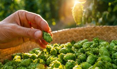 Farmer hand holding hop over a basket from this years hops harvest in the field in Bavaria Germany.- Stock Photo or Stock Video of rcfotostock | RC Photo Stock