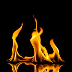 fire flames with reflection on black background- Stock Photo or Stock Video of rcfotostock | RC-Photo-Stock