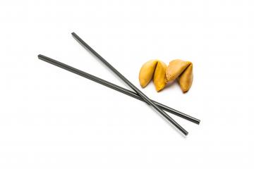 fortune cookies with black chopsticks- Stock Photo or Stock Video of rcfotostock | RC-Photo-Stock