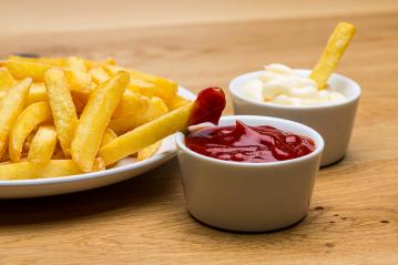 French fries with ketchup and mayonnaise sauces- Stock Photo or Stock Video of rcfotostock | RC Photo Stock