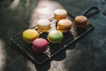 Fresh colored Macarons, or macaroons on a old Cooling Rack - Stock Photo or Stock Video of rcfotostock | RC-Photo-Stock