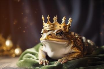 Frog with a crown posing on a cushion
 : Stock Photo or Stock Video Download rcfotostock photos, images and assets rcfotostock | RC Photo Stock.: