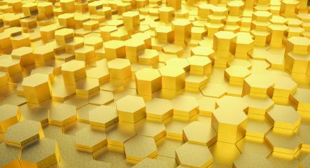 futuristic golden hexagonal background - 3D Rendering- Stock Photo or Stock Video of rcfotostock | RC-Photo-Stock