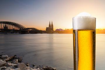 German beer (Kölsch) from Cologne at sunset on the river- Stock Photo or Stock Video of rcfotostock | RC-Photo-Stock