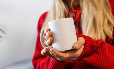 Girl in white sweater holding white coffee mug , white porcelain mug mock up for your design with copyspace for your individual text. : Stock Photo or Stock Video Download rcfotostock photos, images and assets rcfotostock | RC Photo Stock.: