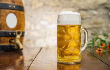 glasses full of german beer with wooden barrel, Oktoberfest, Munich, Germany- Stock Photo or Stock Video of rcfotostock | RC Photo Stock