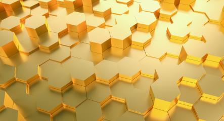 gold Metal futuristic hexagons background, 3d render illustration- Stock Photo or Stock Video of rcfotostock | RC-Photo-Stock