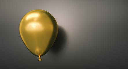 Golden Balloon against a black wall - 3D Rendering- Stock Photo or Stock Video of rcfotostock | RC Photo Stock