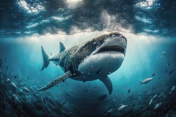 great shark underwater in the deep blue sea (Generative AI) : Stock Photo or Stock Video Download rcfotostock photos, images and assets rcfotostock | RC Photo Stock.: